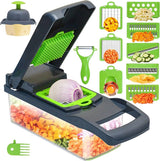16-Piece Multifunction Vegetable Slicer & Chopper with Drain Basket