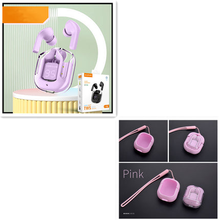 New Mini Transparent Wireless Bluetooth Headset Digital Display ENC Noise Reduction True Wireless Sports Music