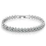Elegant Rose Gold Roman Crystal Heart Chain Women's Bracelet - Fashion Bangle