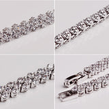 Elegant Rose Gold Roman Crystal Heart Chain Women's Bracelet - Fashion Bangle