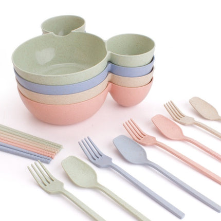 Wheat Straw, Children's Bowl, Cartoon, Wheat Chopsticks, Fork Spoon, Fruit Dish, Mickey's Bowl, Lovely Gift Set