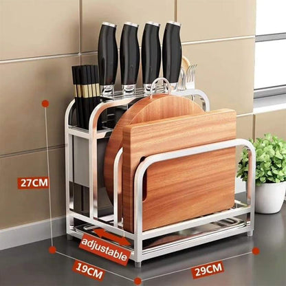 Heavy Compact Multifunctional aluminium cutlery holder & chop board rack