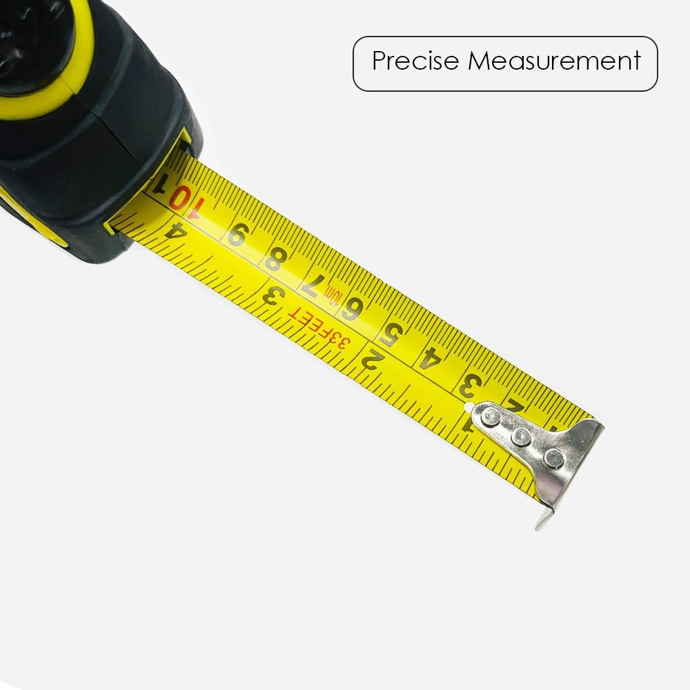 Self-Locking Retractable Steel Measuring Tape 33-Foot HEXAR HX491