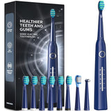 Electric Toothbrush, Sonic Toothbrushes with 8 Brush Heads 40000 VPM 5 Modes, Sonic Toothbrushes Fast Charge 4 Hours Last 30 Days (Black) - Color: Blompink