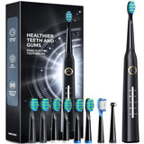 Electric Toothbrush, Sonic Toothbrushes with 8 Brush Heads 40000 VPM 5 Modes, Sonic Toothbrushes Fast Charge 4 Hours Last 30 Days (Black) - Color: Blackone
