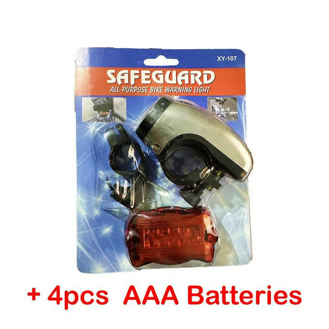 Bicycle Light Set, Warning Rear Safety lamp + 4 AAA Batteries Powered