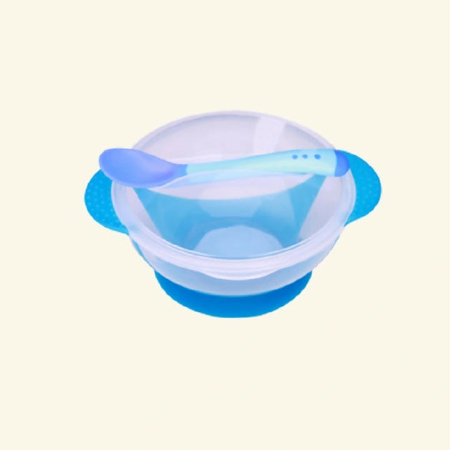 Silicone Baby Feeding Bowl + Spoon