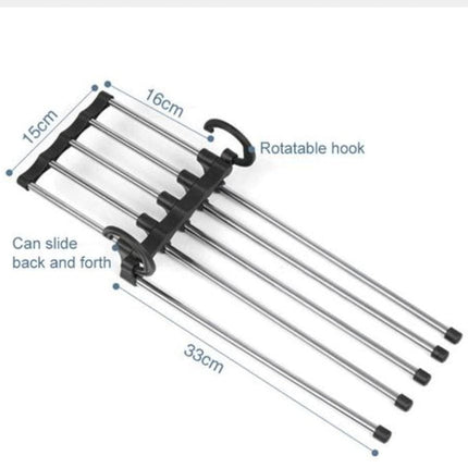 5 in 1 Stainless Steel Multi-Purpose Pants Hangers Jeans Clothes Organizer Folding Storage Rack Space Saver for Hanging