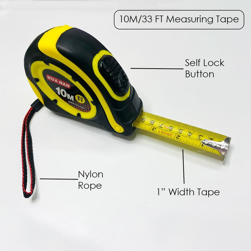 Self-Locking Retractable Steel Measuring Tape 33-Foot HEXAR HX491