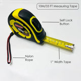 Self-Locking Retractable Steel Measuring Tape 33-Foot HEXAR HX491