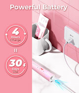Electric Toothbrush, Sonic Toothbrushes with 8 Brush Heads 40000 VPM 5 Modes, Sonic Toothbrushes Fast Charge 4 Hours Last 30 Days (Black) - Color: Blompink