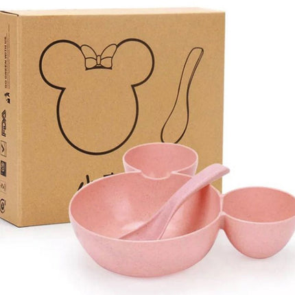 Wheat Straw, Children's Bowl, Cartoon, Wheat Chopsticks, Fork Spoon, Fruit Dish, Mickey's Bowl, Lovely Gift Set