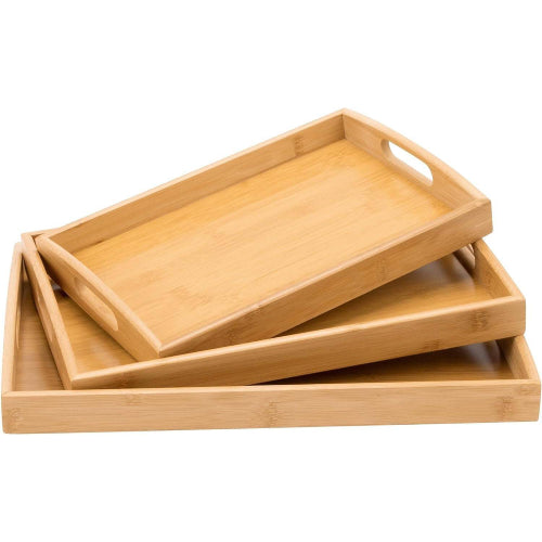 Bamboo Wooden 3pcs Serving Tray Set