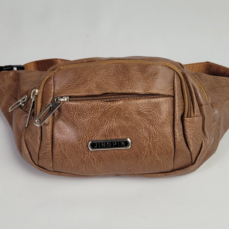 Premium Fashion Waist Bag No:0327 Textured Faux Leather Brown