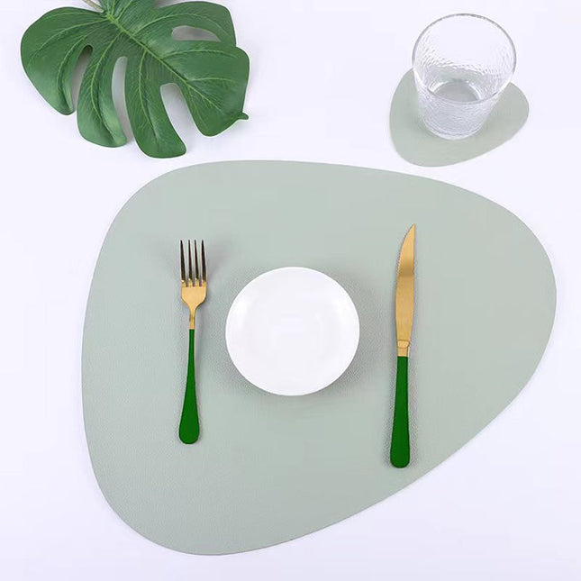 12 PCS PU Leather Dual Sided Placemat and Coaster Set Upgraded Coffee Mats
