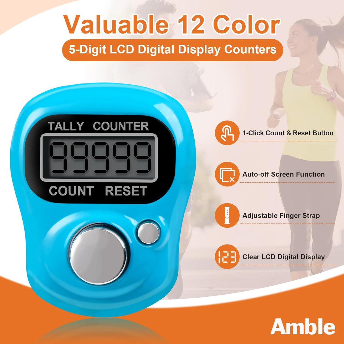 12-Pack Electronic Finger Counter 5-Digit LCD Hand Tally Clicker