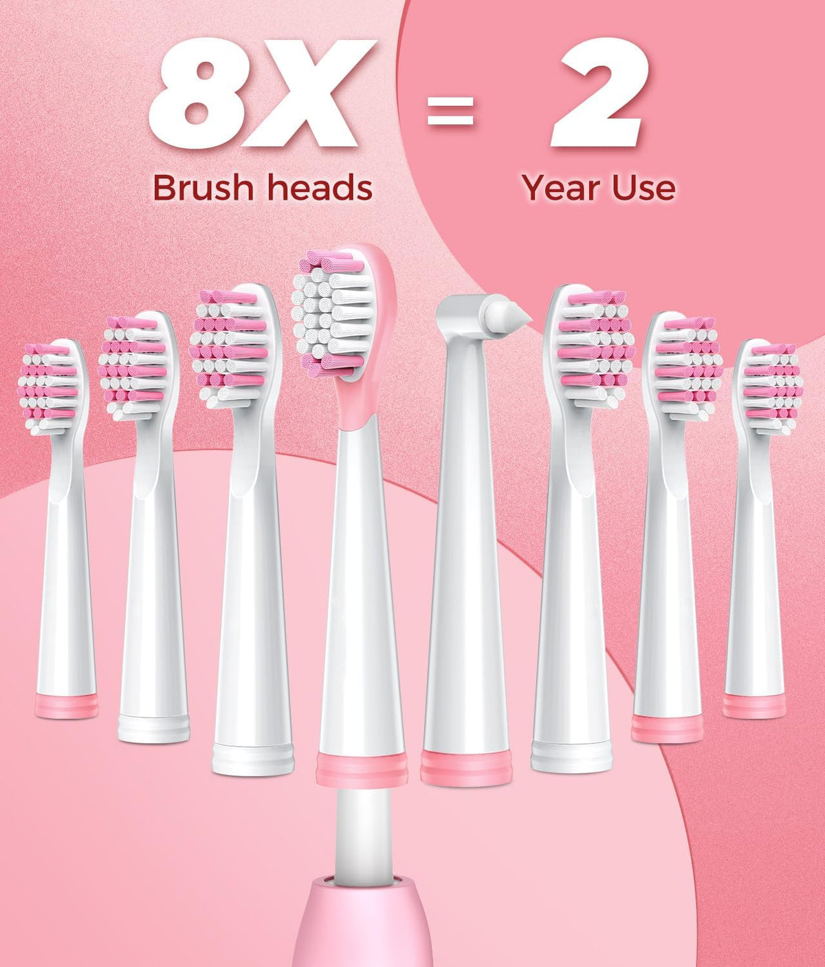 Electric Toothbrush, Sonic Toothbrushes with 8 Brush Heads 40000 VPM 5 Modes, Sonic Toothbrushes Fast Charge 4 Hours Last 30 Days (Black) - Color: Blompink