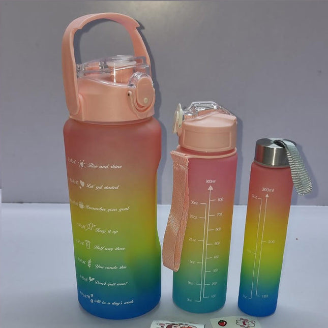 Pack of 3 Water Bottles, Sports Water Bottles, Leakproof & BPA Free