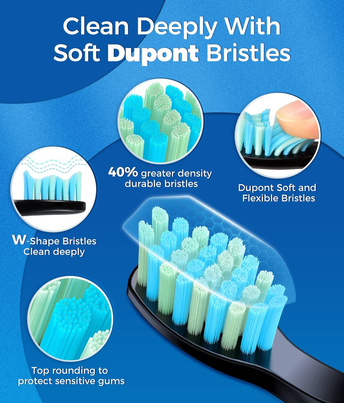 Electric Toothbrush, Sonic Toothbrushes with 8 Brush Heads 40000 VPM 5 Modes, Sonic Toothbrushes Fast Charge 4 Hours Last 30 Days (Black) - Color: Blackone