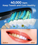 Electric Toothbrush, Sonic Toothbrushes with 8 Brush Heads 40000 VPM 5 Modes, Sonic Toothbrushes Fast Charge 4 Hours Last 30 Days (Black) - Color: Blackone