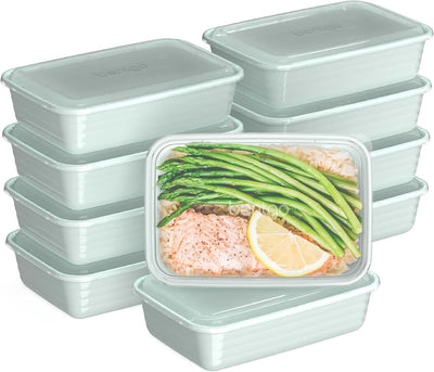 Bentgo Prep Meal Prep Containers with Lids, 20 Piece, PFAS & BPA-Free | 4-Cup Capacity, Portion Control, Stackable, Microwave - Color: Mint