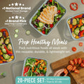 Bentgo Prep Meal Prep Containers with Lids, 20 Piece, PFAS & BPA-Free | 4-Cup Capacity, Portion Control, Stackable, Microwave - Color: Mint