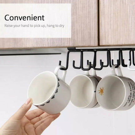 Double Sided Cup, Multipurpose Hanger, 12 Hooks Double Sided Under Shelf Hangers, Kitchen Accessories Holder