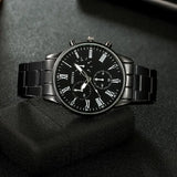 4-Piece Men's Quartz Watch Gift Set with Steel Accessories