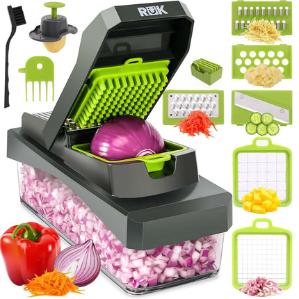 16-Piece Multifunction Vegetable Slicer & Chopper with Drain Basket