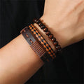 4-in-1 Men's Watch Set Quartz Business Casual Round Pointer Calendar Canvas Band Bracelet Accessories