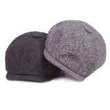 Men's Retro Octagonal Newsboy Cap British Painter Herringbone Flat Hip-Hop Beret