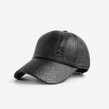 Fashionable PU Leather Men's Baseball Cap - Adjustable, Embossed Letters, Outdoor Wear
