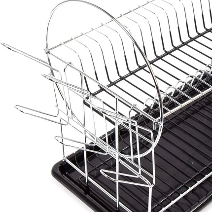 Stainless Steel Dish Rack With Black Drip Tray