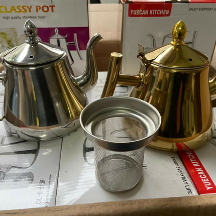 stainless steel teapot with infusion set,