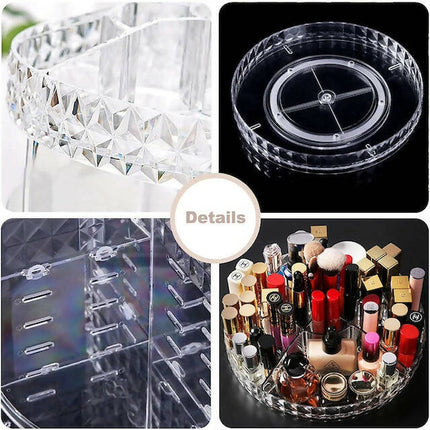 Acrylic Rotating Makeup Organizer, Clear Makeup Organizer 360-Degree Rotating, Adjustable Cosmetic Storage Display Case(28cm * 28cm * 35cm)