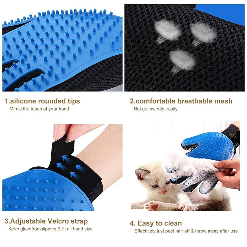 Silicone Pet Brush Dog Cat Glove Cat Cleaning Gentle Efficient  Pet Soft Cat Grooming Glove Dog Bath Supplies Pet Glove Combs