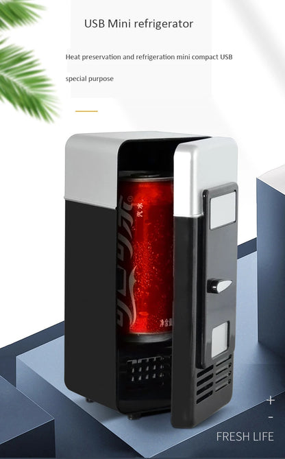 Energy Saving Eco-Friendly 5V 10W USB Car Portable Mini Drink Cooler Car Boat Travel Cosmetic Fridge Iced Beverage Refrigerator