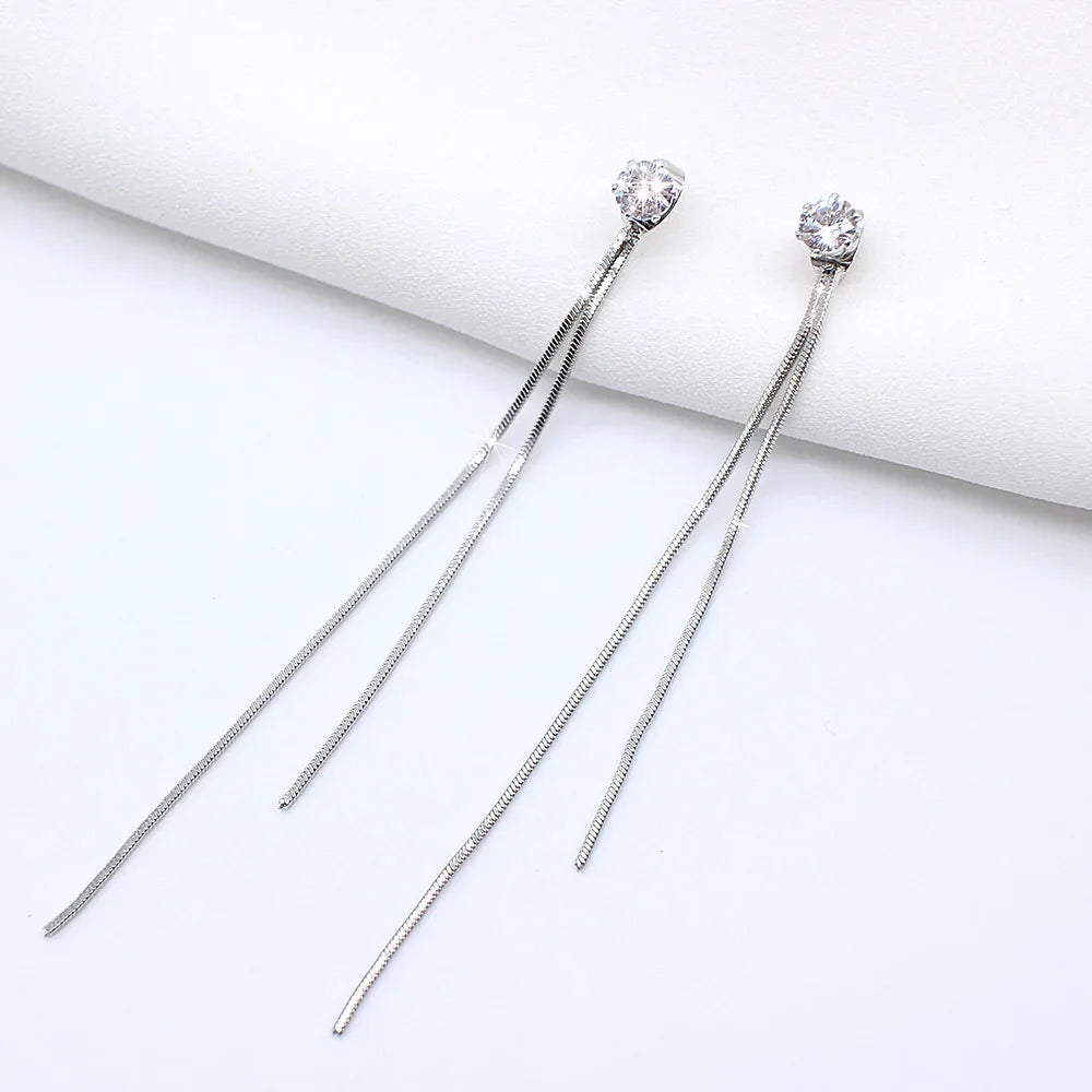 Elegant Long Crystal Tassel Dangle Earrings for Women: Wedding & Valentine's Jewelry