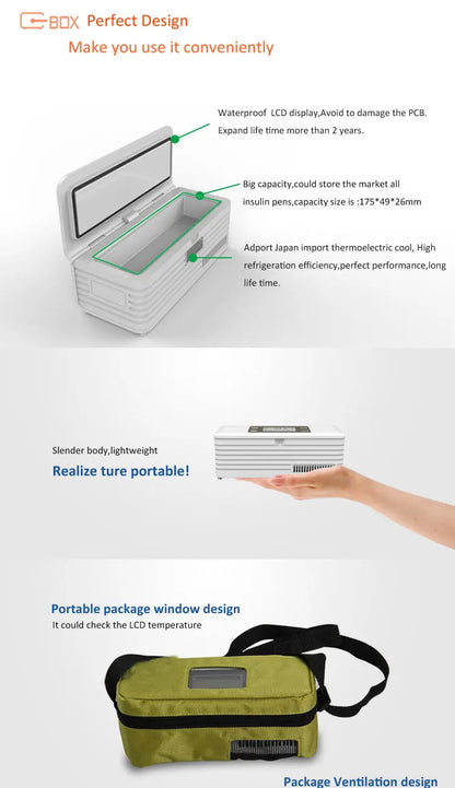 New Arrival Portable Insulin Cooler Diabetics Fridge Working 16 hrs With Internal Battery Powered Fridge Insulin Refrigerator