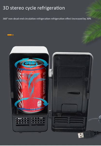 Energy Saving Eco-Friendly 5V 10W USB Car Portable Mini Drink Cooler Car Boat Travel Cosmetic Fridge Iced Beverage Refrigerator