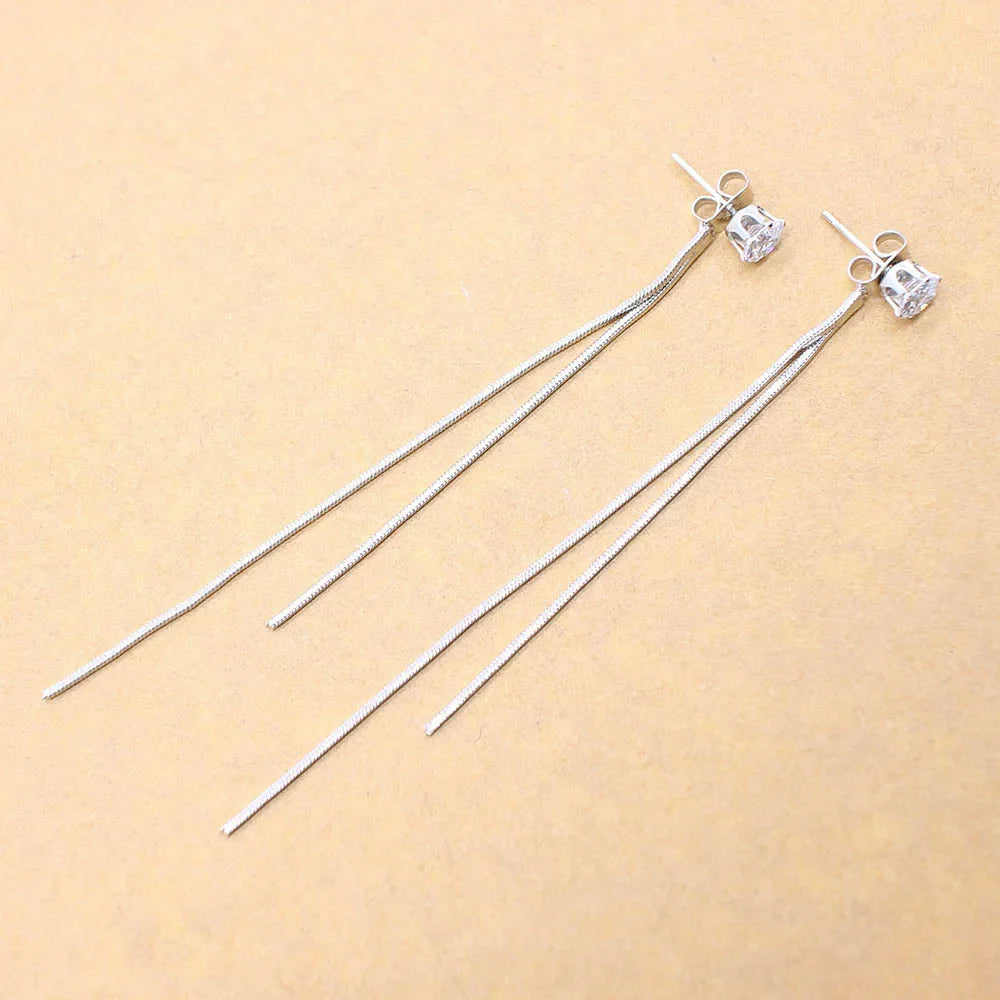 Elegant Long Crystal Tassel Dangle Earrings for Women: Wedding & Valentine's Jewelry