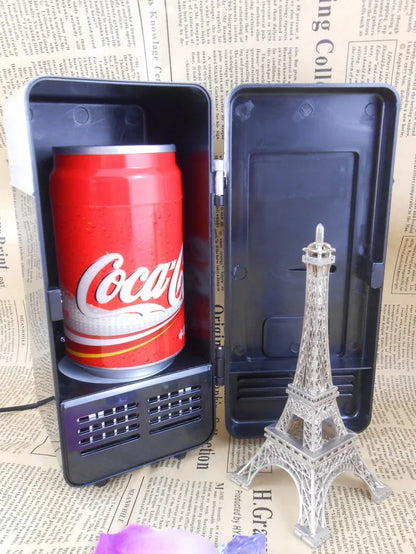 Small auto Fridge Hot Cold Dual Use Gadget Beverage tanks Cooler Warmer Refrigerator With Internal LED drink fridge Light