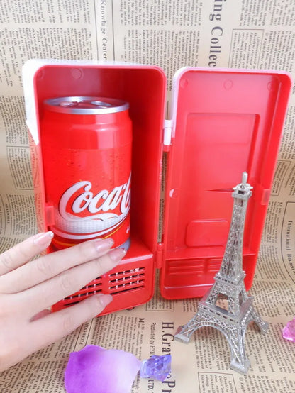 Small auto Fridge Hot Cold Dual Use Gadget Beverage tanks Cooler Warmer Refrigerator With Internal LED drink fridge Light