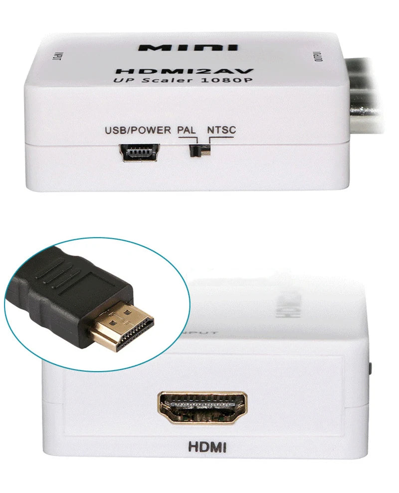 Premium HDMI to RCA AV Scaler Adapter 1080P HD Video Audio Converter Box