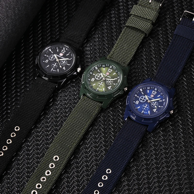 Durable Men's Military Outdoor Sports Watch - Braided Nylon Strap, Quartz Movement