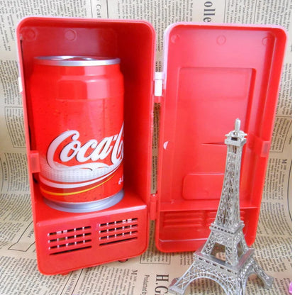 Small auto Fridge Hot Cold Dual Use Gadget Beverage tanks Cooler Warmer Refrigerator With Internal LED drink fridge Light
