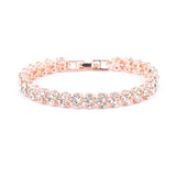 Elegant Rose Gold Roman Crystal Heart Chain Women's Bracelet - Fashion Bangle