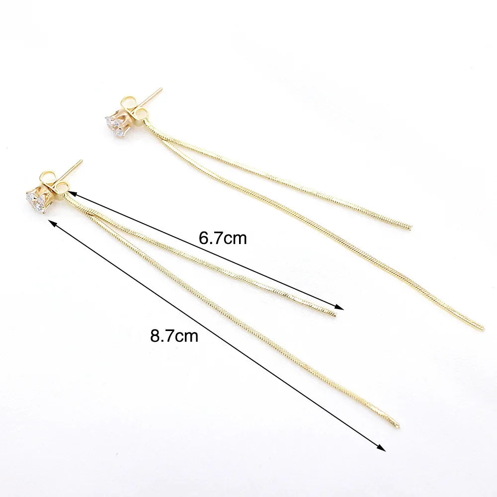 Sparkling Long Crystal Tassel Dangle Earrings for Women - Elegant Wedding & Gift Jewelry