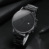 Men's 4-in-1 Watch and Jewelry Set Black Calendar Watch Rings Bracelet Necklace Titanium Steel Cross