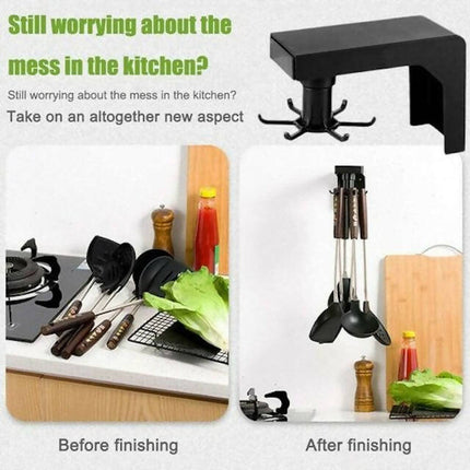 Multifunction shelf 6 rotating hooks organizer, 360 Degree Rotating Design, Adhesive Sticker